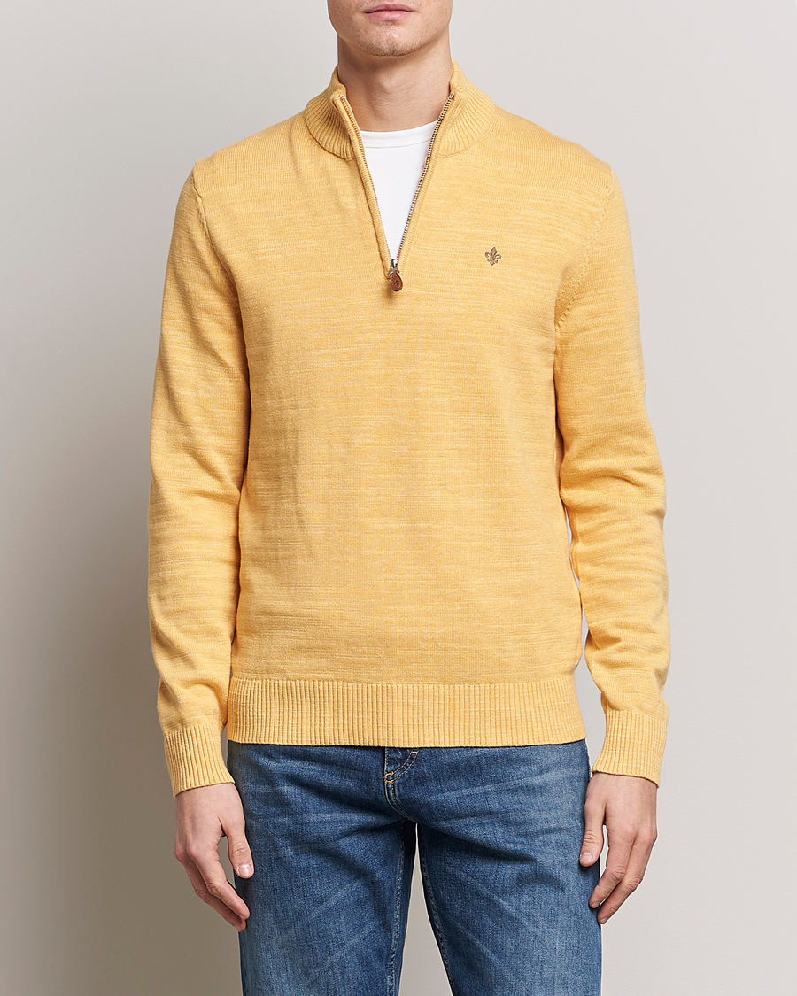 Men | Sweaters & Knitwear | Morris | Randall Cotton Half Zip Yellow