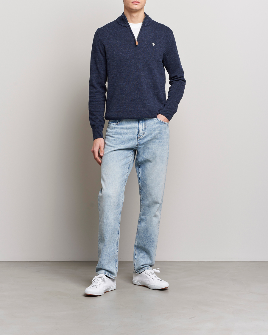 Men | Sweaters & Knitwear | Morris | Randall Cotton Half Zip Navy