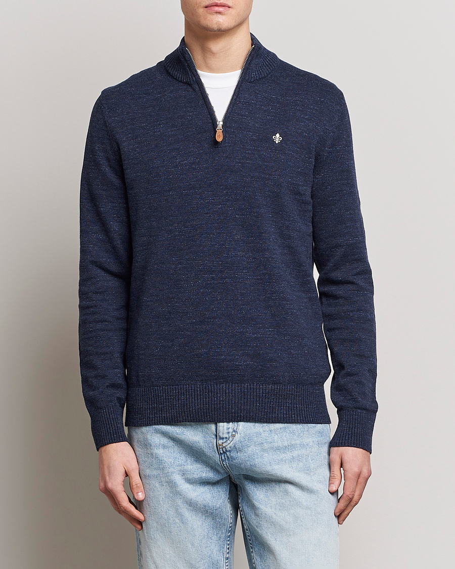 Men | Sweaters & Knitwear | Morris | Randall Cotton Half Zip Navy