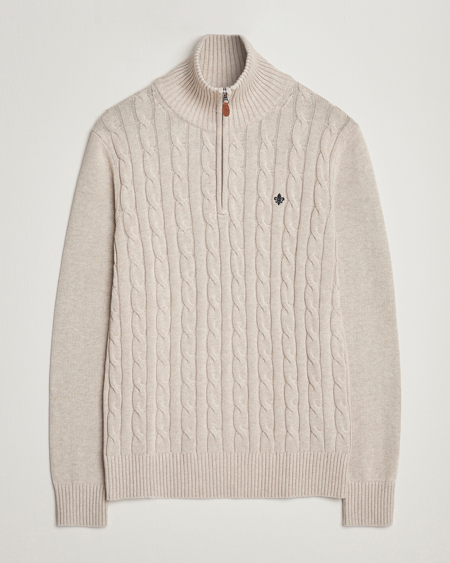 Men | Sweaters & Knitwear | Morris | Raymond Cable Half Zip Khaki