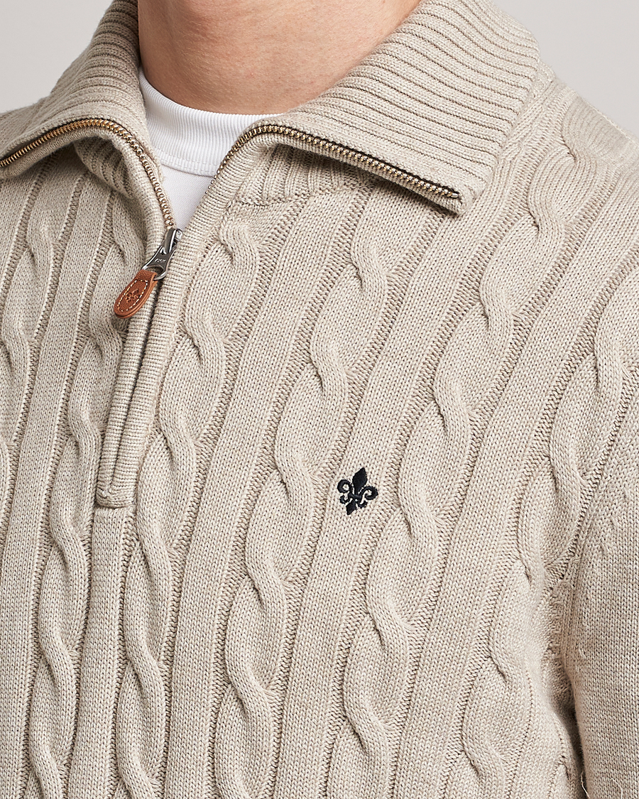 Men | Sweaters & Knitwear | Morris | Raymond Cable Half Zip Khaki