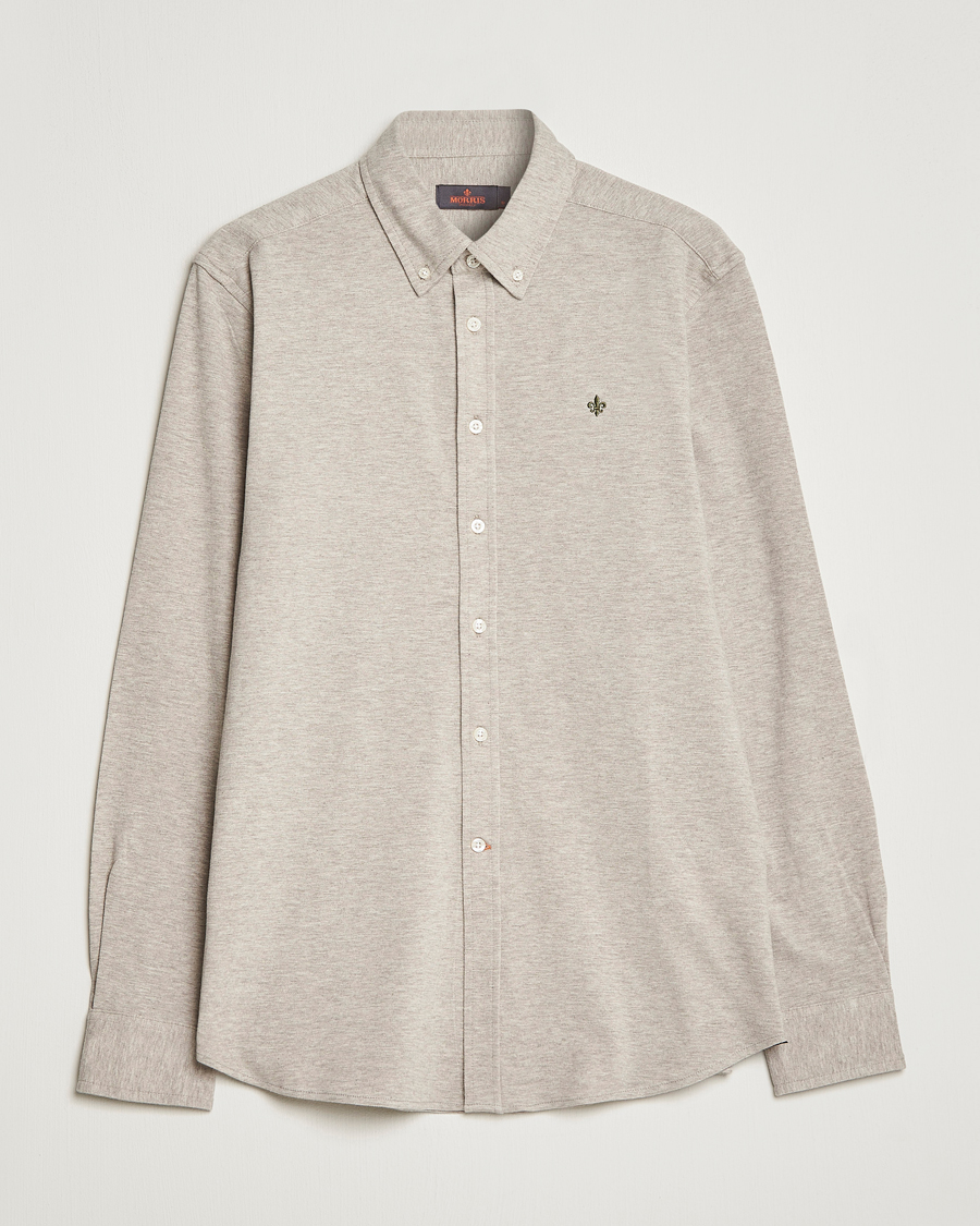 Men | Shirts | Morris | Ivory Jersey Button Down Shirt Beige