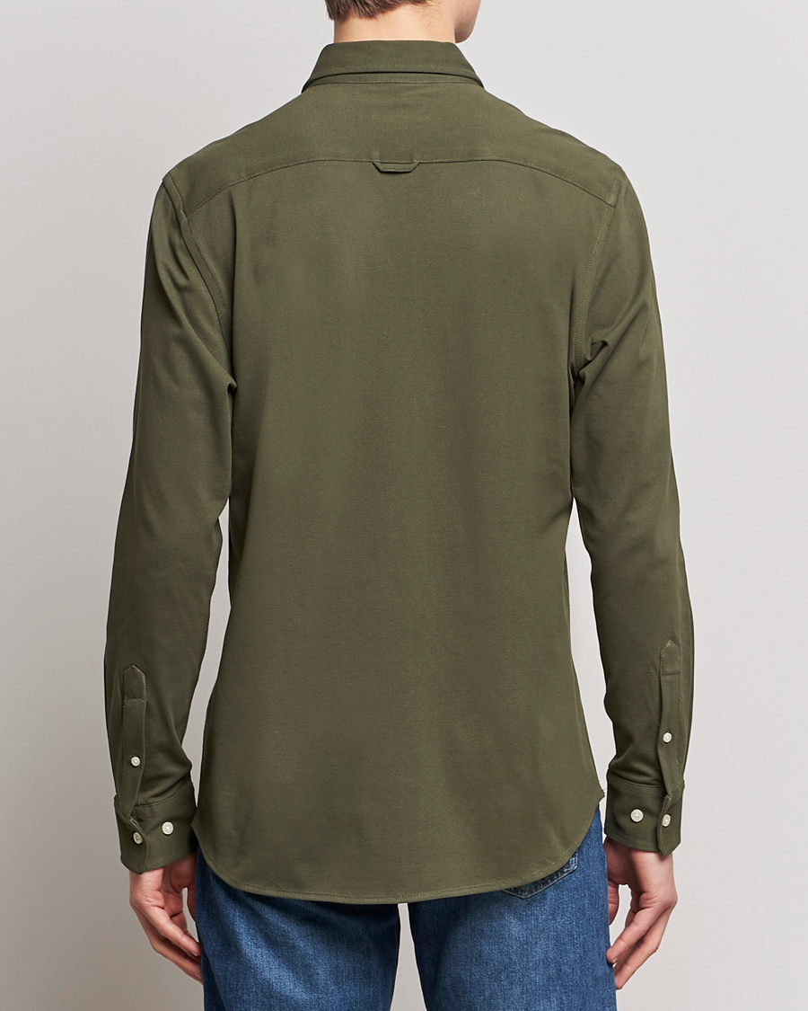 Men | Shirts | Morris | Ivory Jersey Button Down Shirt Green