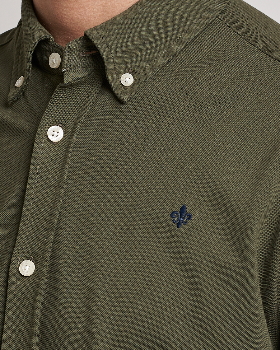 Men | Shirts | Morris | Ivory Jersey Button Down Shirt Green