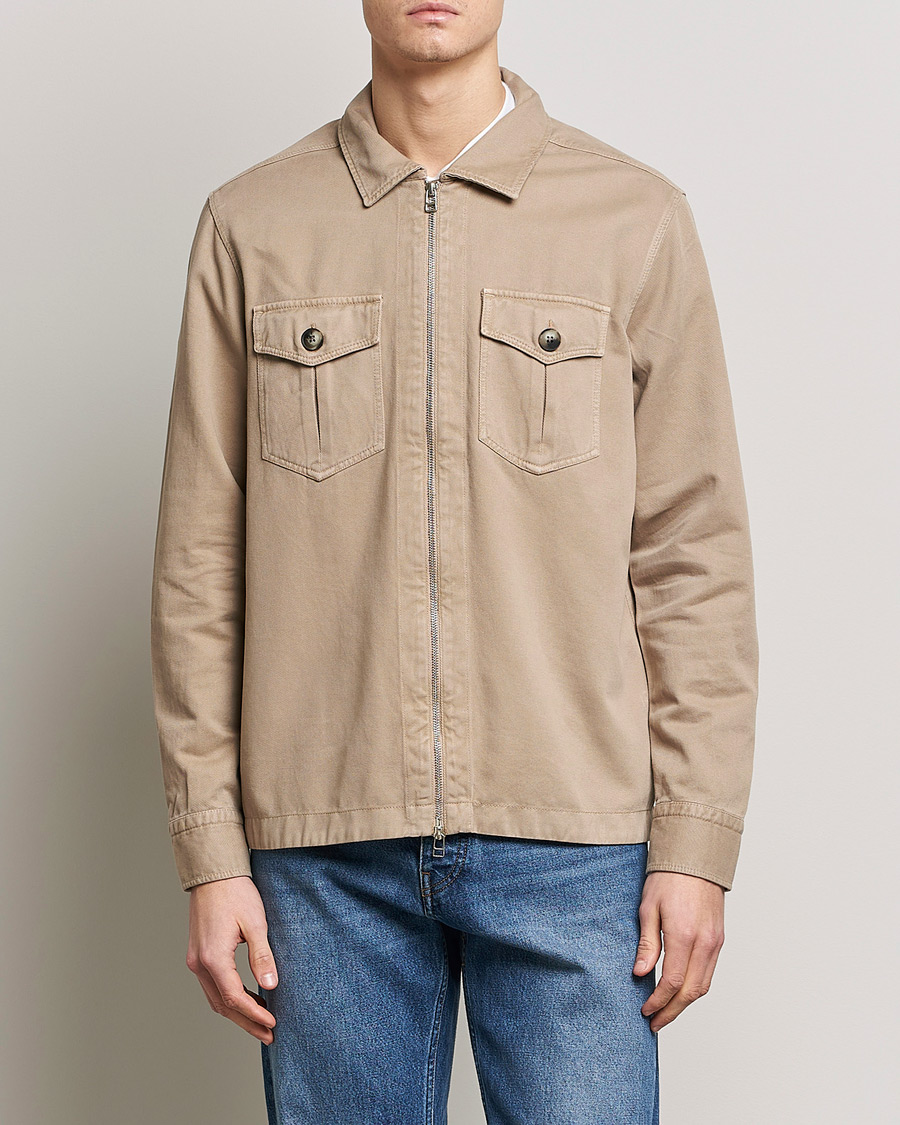 Men | Shirt Jackets | Morris | Brayden Zip Overshirt Khaki