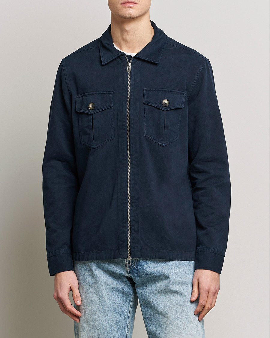 Men | Shirt Jackets | Morris | Brayden Zip Overshirt Old Blue