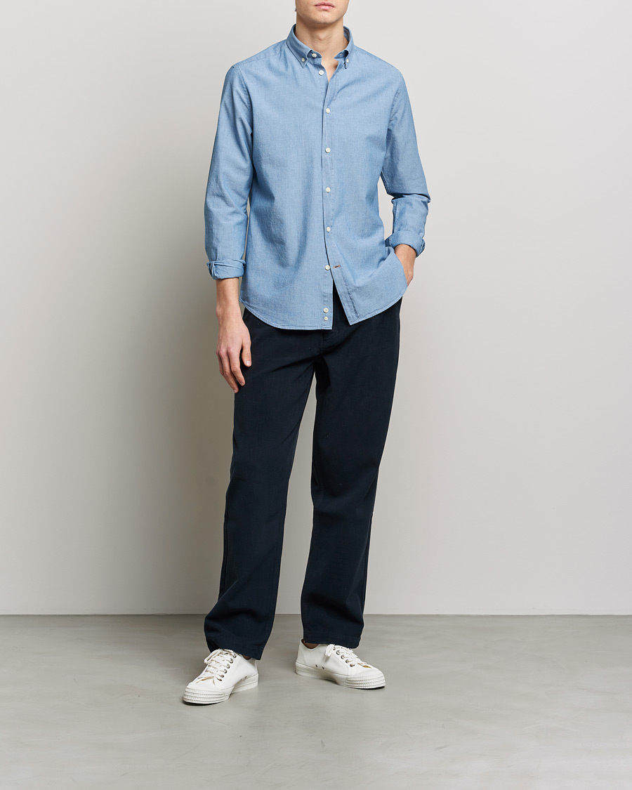 Men | Shirts | Morris | John Chambray Button Down Shirt Light Blue