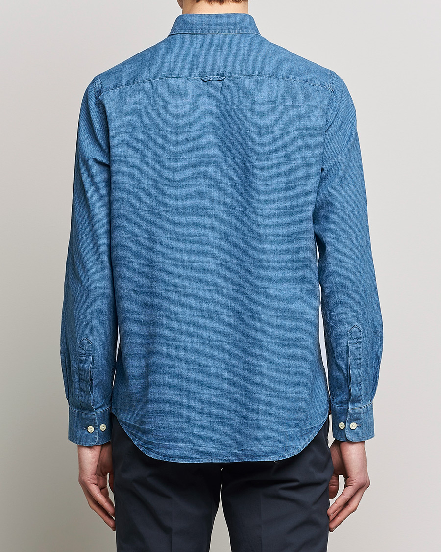 Men | Shirts | Morris | Cotton /Linen Indigo Button Down Shirt Medium Blue