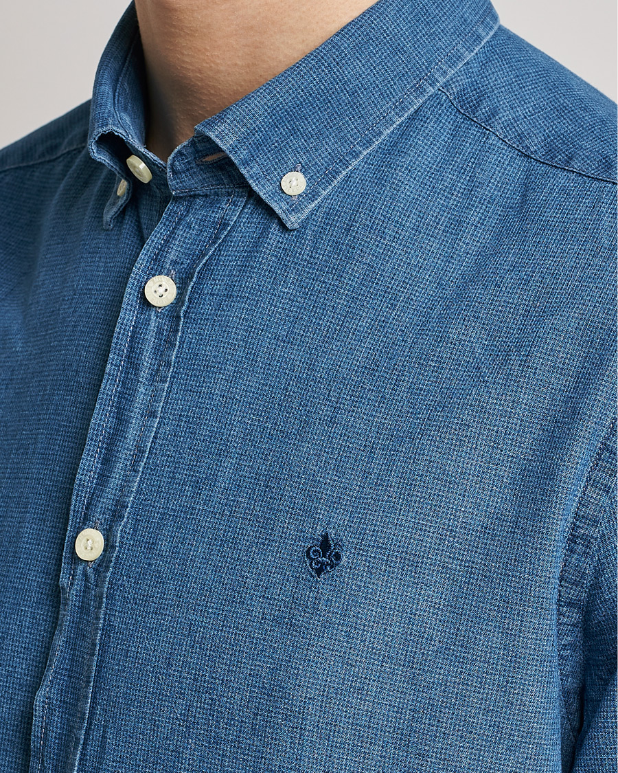 Men | Shirts | Morris | Cotton /Linen Indigo Button Down Shirt Medium Blue