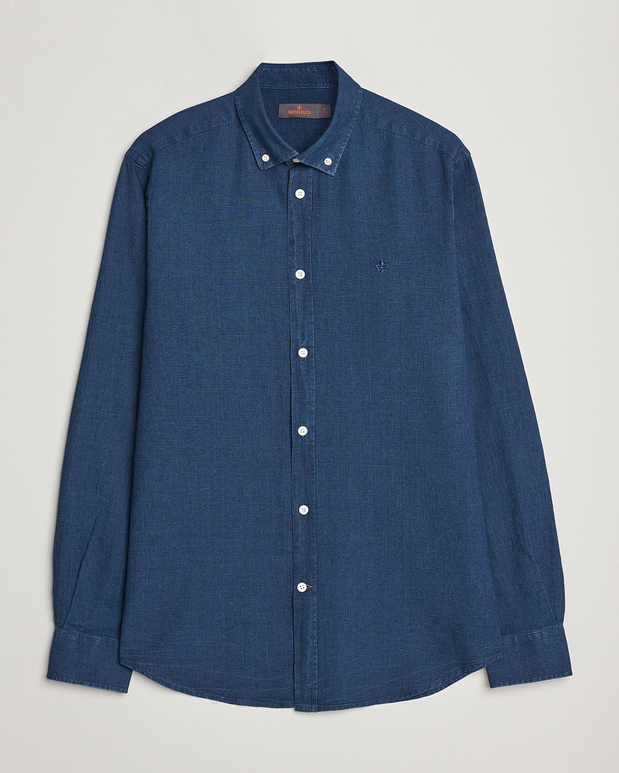 Men | Shirts | Morris | Cotton /Linen Indigo Button Down Shirt Dark Blue
