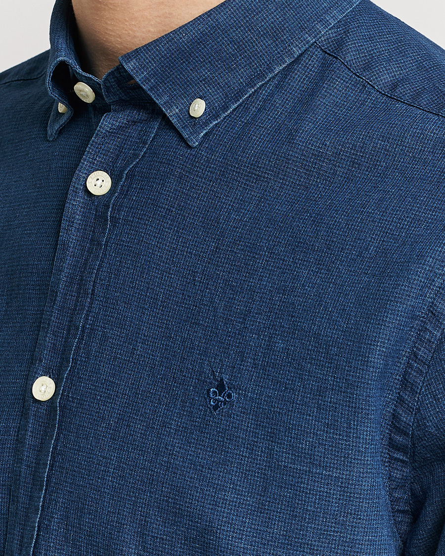 Men | Shirts | Morris | Cotton /Linen Indigo Button Down Shirt Dark Blue