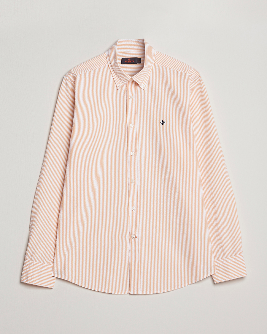 Men | Shirts | Morris | Seersucker Button Down Shirt Orange/White