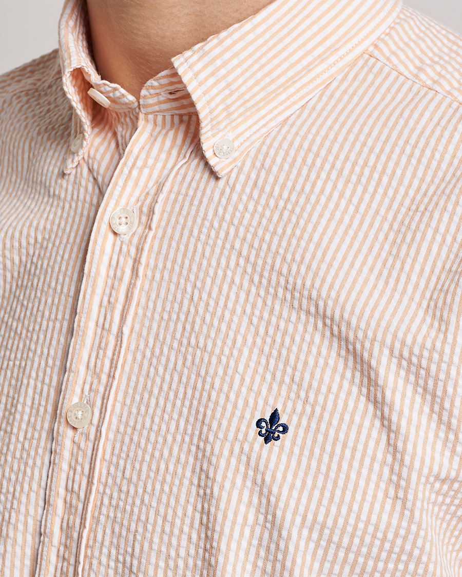 Men | Shirts | Morris | Seersucker Button Down Shirt Orange/White