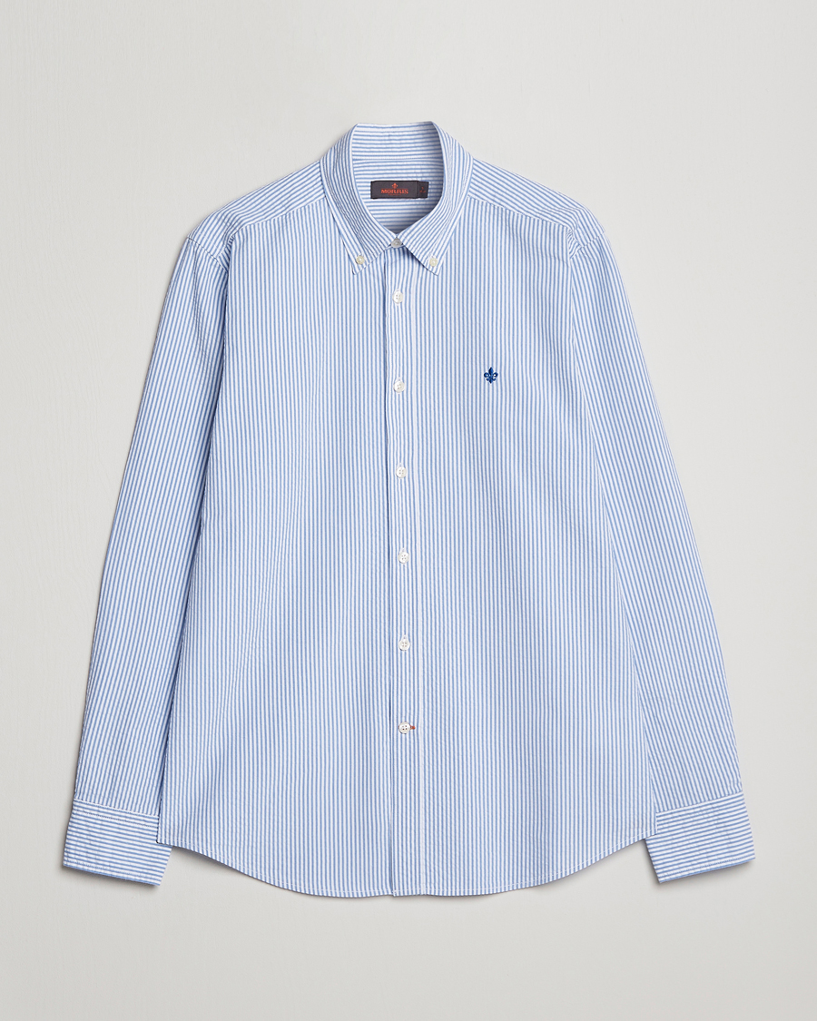 Men | Shirts | Morris | Seersucker Button Down Shirt Light Blue/White