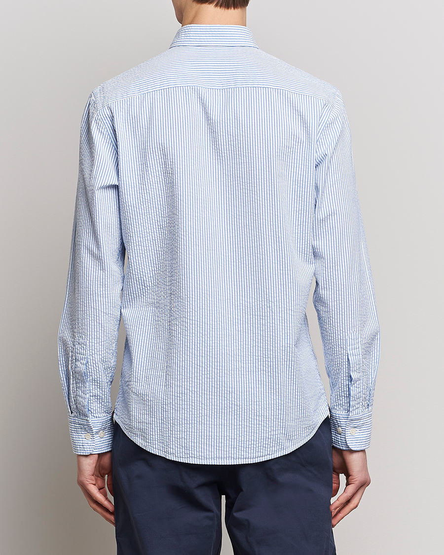 Men | Shirts | Morris | Seersucker Button Down Shirt Light Blue/White