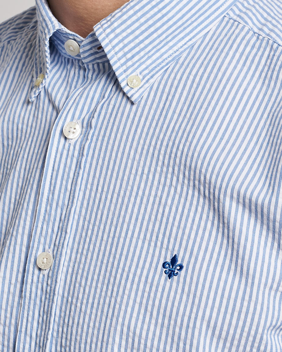 Men | Shirts | Morris | Seersucker Button Down Shirt Light Blue/White
