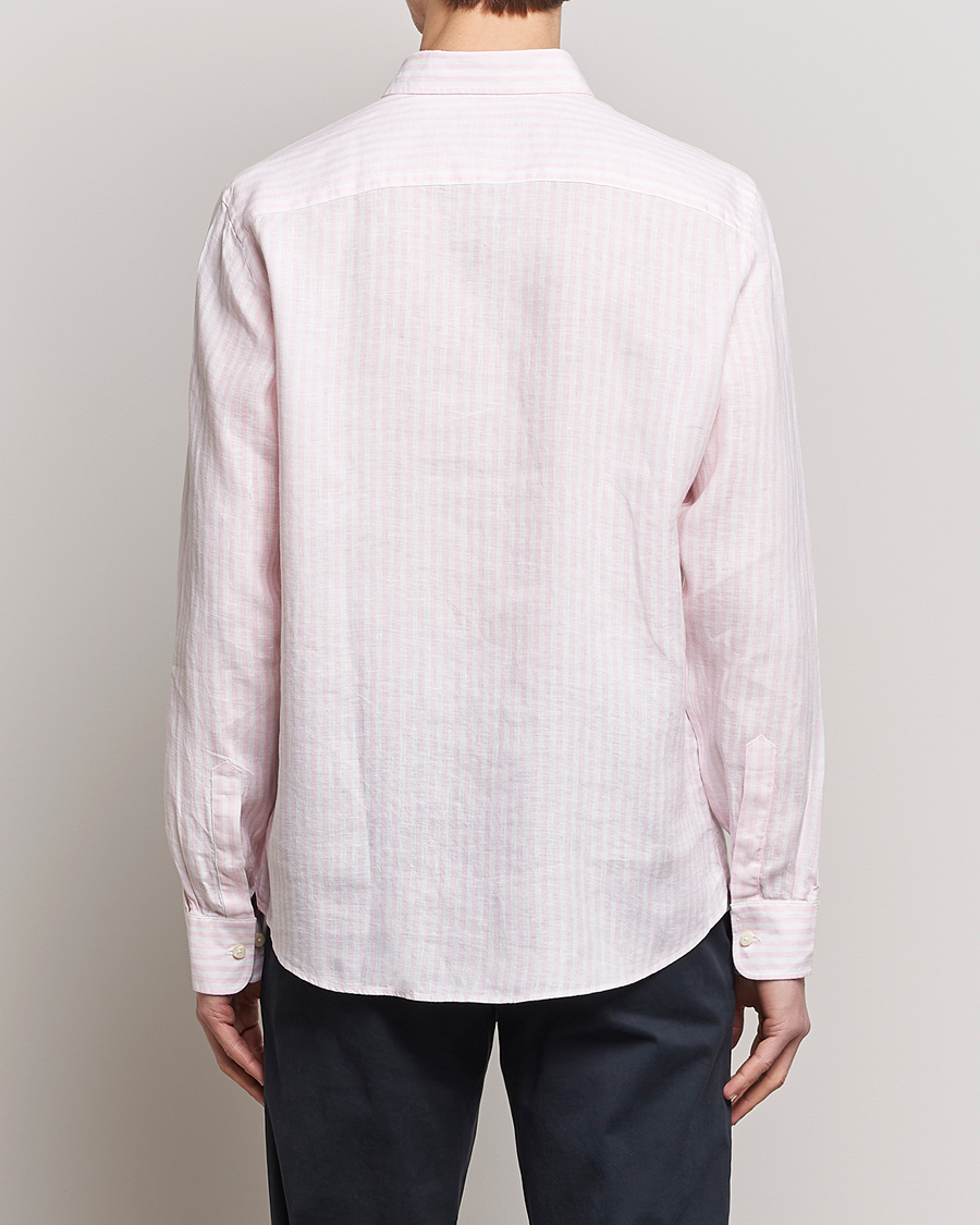 Men | Shirts | Morris | Douglas Linen Button Down Striped Shirt Pink/White