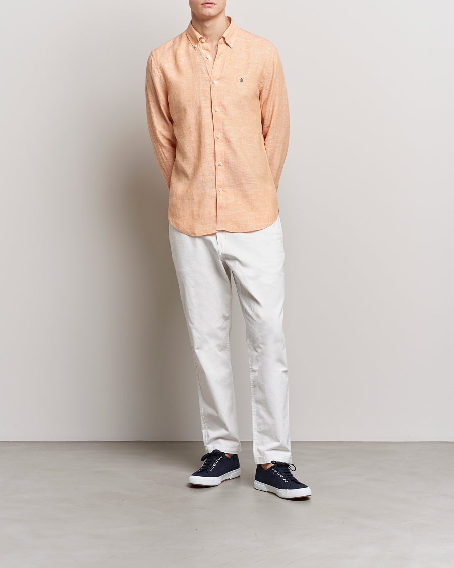 Men | Shirts | Morris | Douglas Button Down Linen Shirt Orange