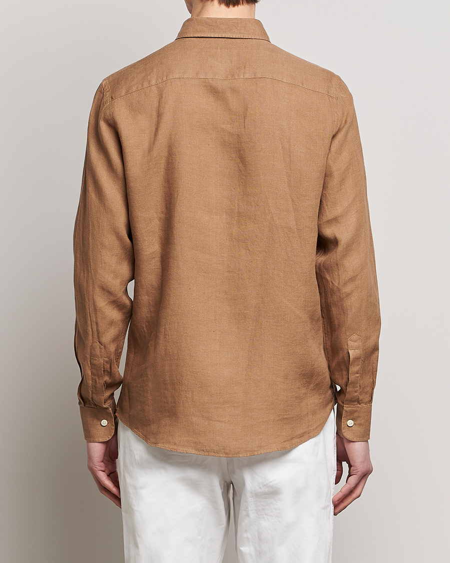 Men | Shirts | Morris | Douglas Linen Button Down Shirt Khaki Brown