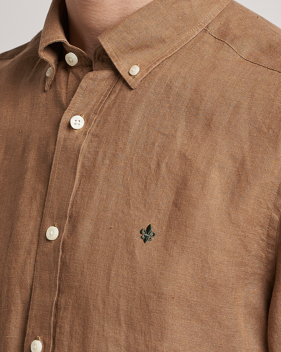 Men | Shirts | Morris | Douglas Linen Button Down Shirt Khaki Brown