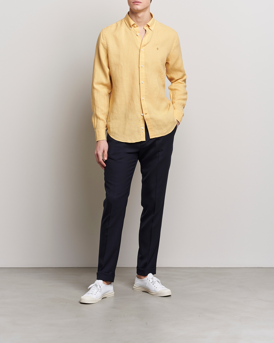 Men | Shirts | Morris | Douglas Linen Button Down Shirt Yellow
