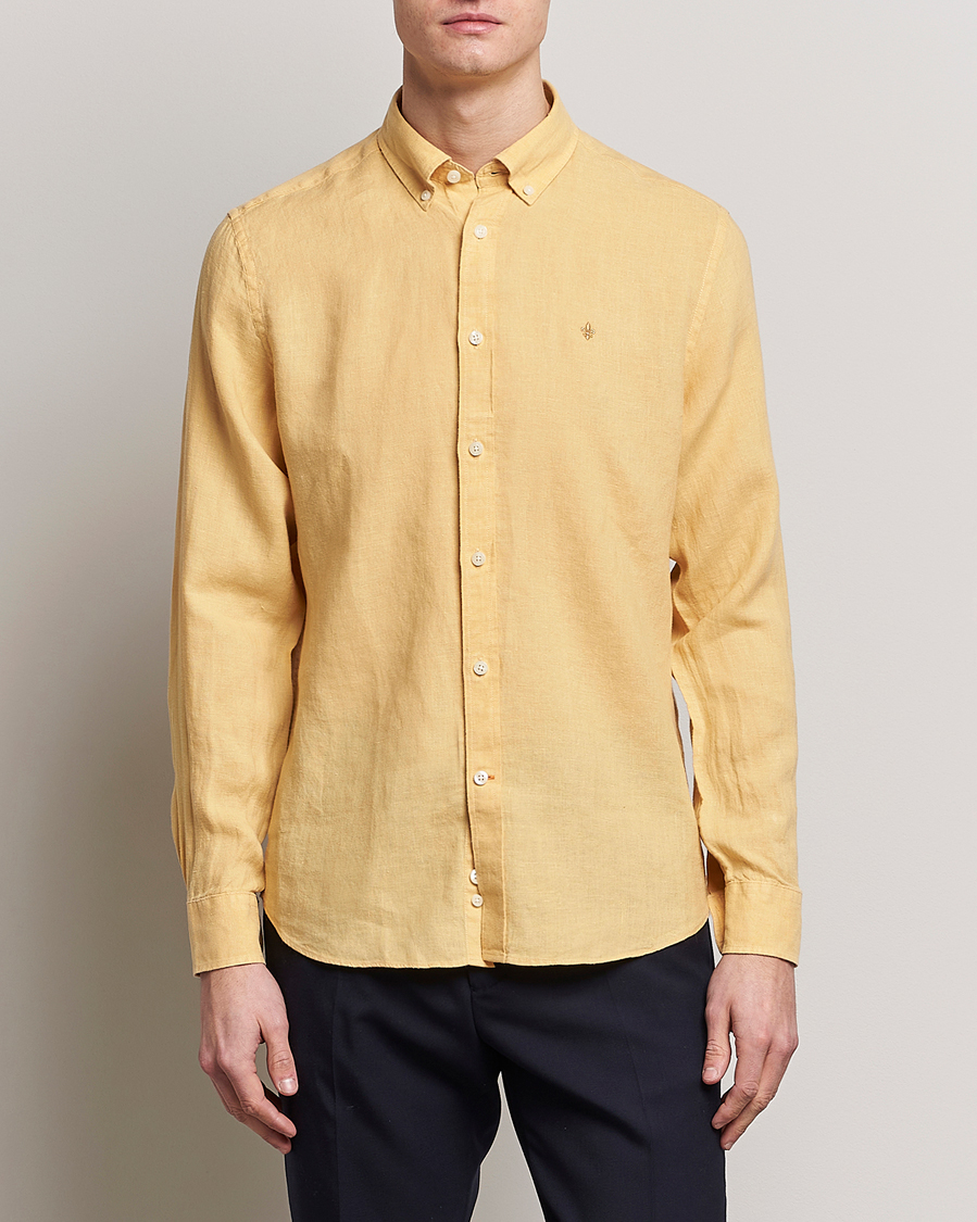 Men | Linen Shirts | Morris | Douglas Linen Button Down Shirt Yellow