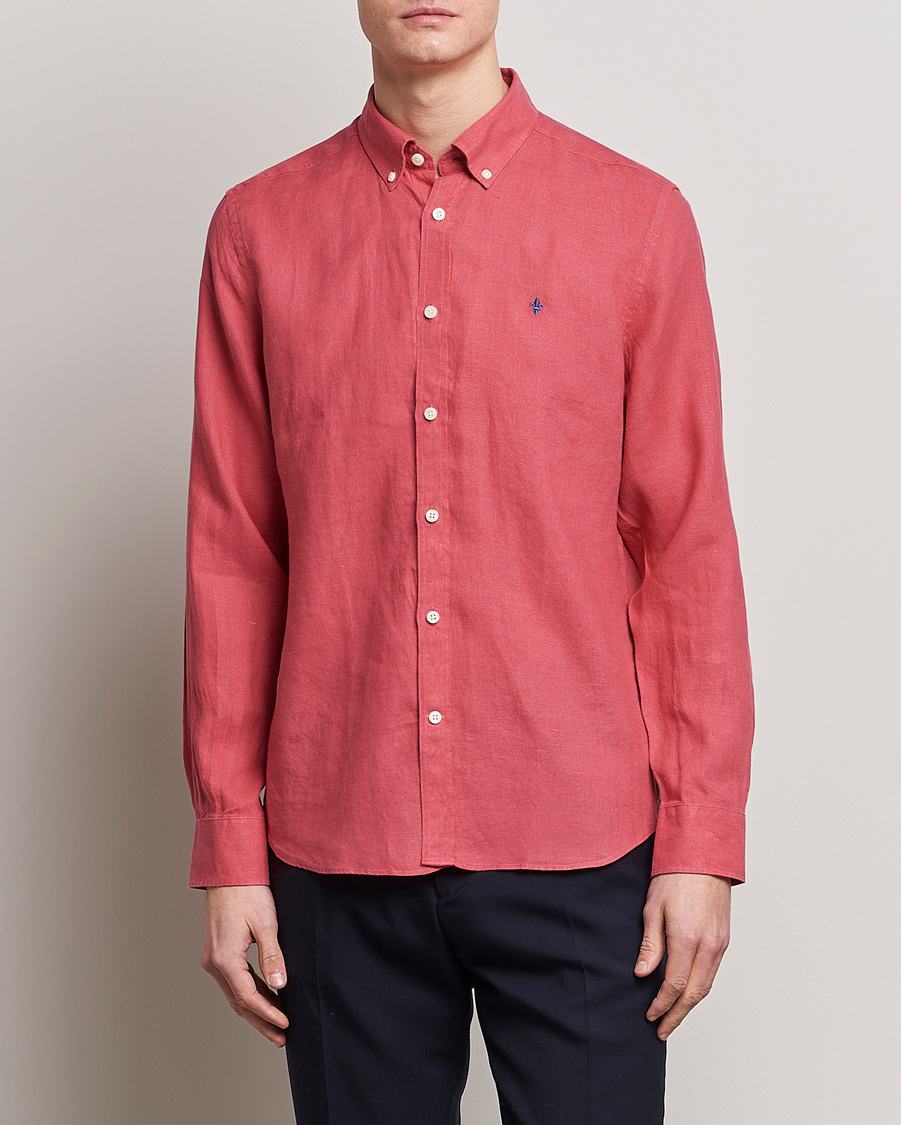 Men |  | Morris | Douglas Linen Button Down Shirt Red