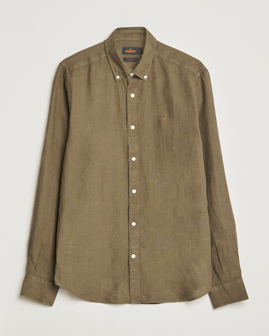 Men | Shirts | Morris | Douglas Linen Button Down Shirt Dark Green