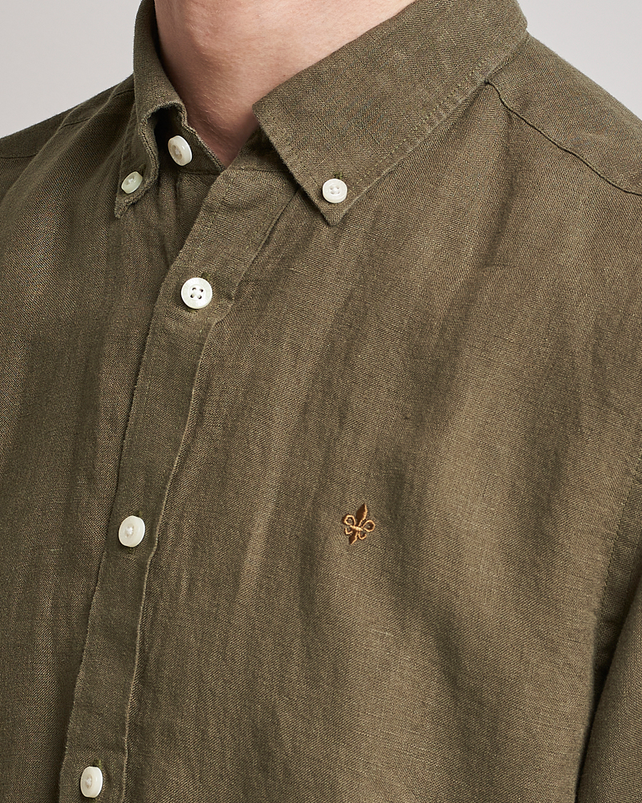 Men | Shirts | Morris | Douglas Linen Button Down Shirt Dark Green