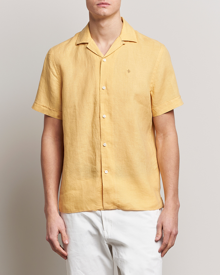 Men |  | Morris | Douglas Linen Short Sleeve Shirt Yellow