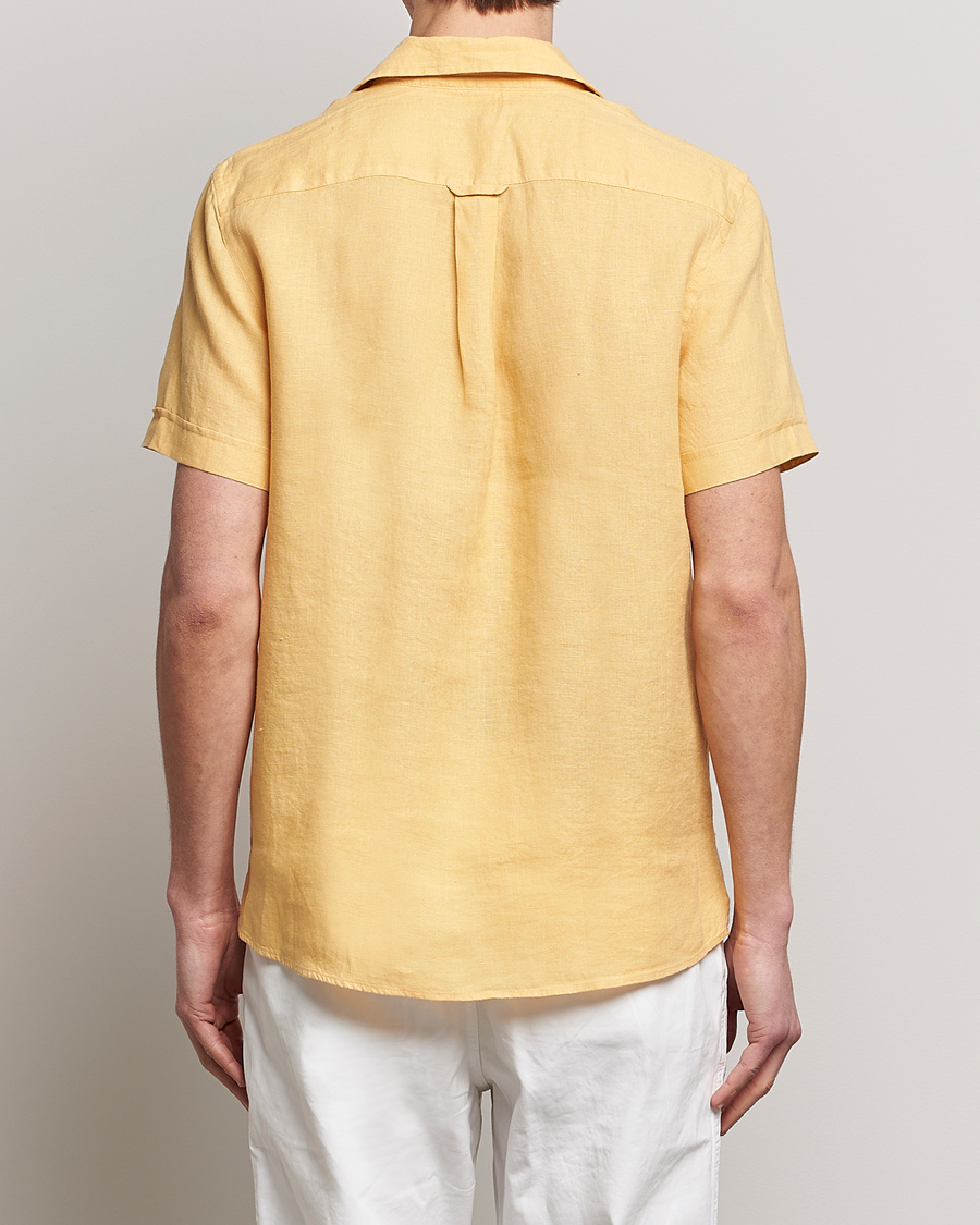 Men | Shirts | Morris | Douglas Linen Short Sleeve Shirt Yellow