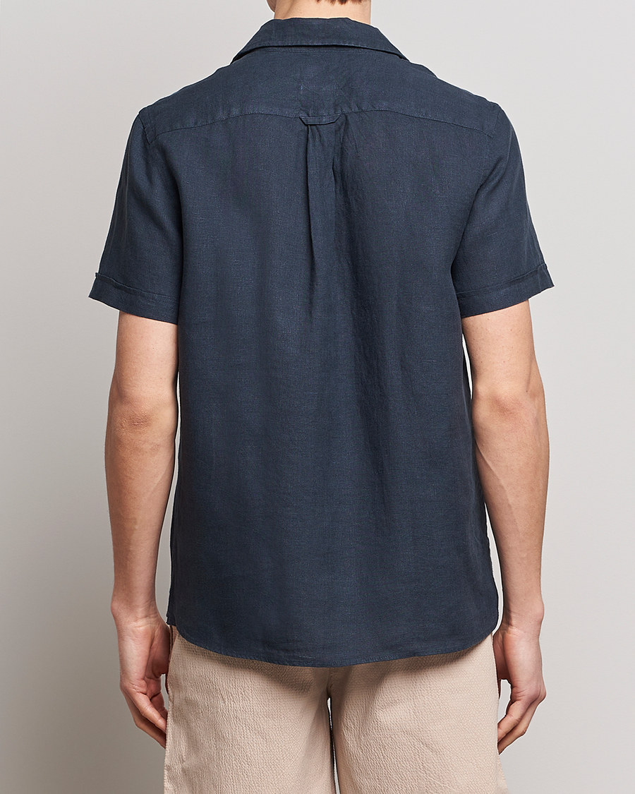 Men | Shirts | Morris | Douglas Linen Short Sleeve Shirt Navy