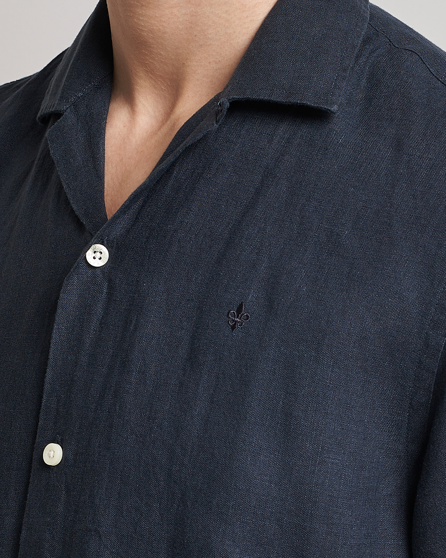 Men | Shirts | Morris | Douglas Linen Short Sleeve Shirt Navy