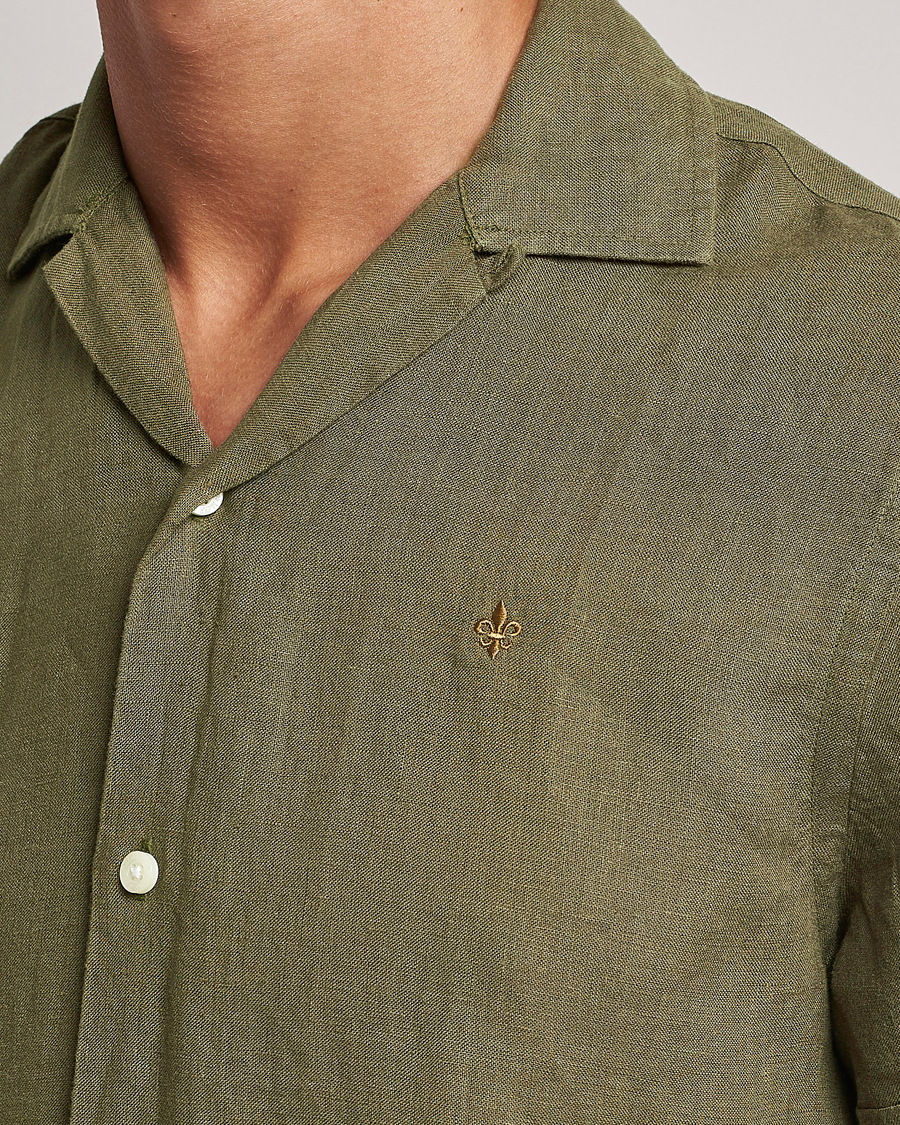 Men | Shirts | Morris | Douglas Linen Short Sleeve Shirt Dark Green