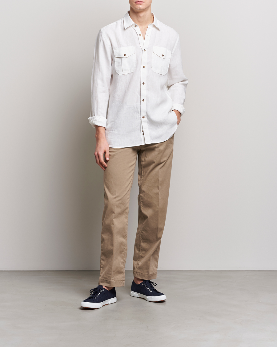 Men | Shirts | Morris | Safari Linen Shirt White