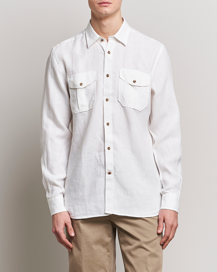 Men | Linen Shirts | Morris | Safari Linen Shirt White