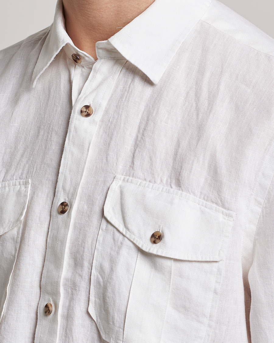 Men | Shirts | Morris | Safari Linen Shirt White