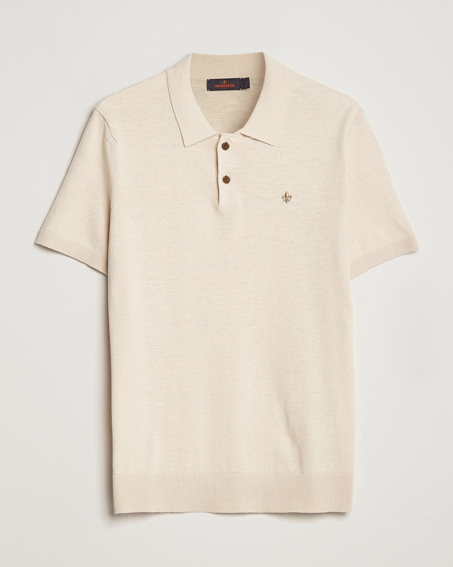 Men | Polo Shirts | Morris | Harold Cotton/Linen Summer Polo Off White