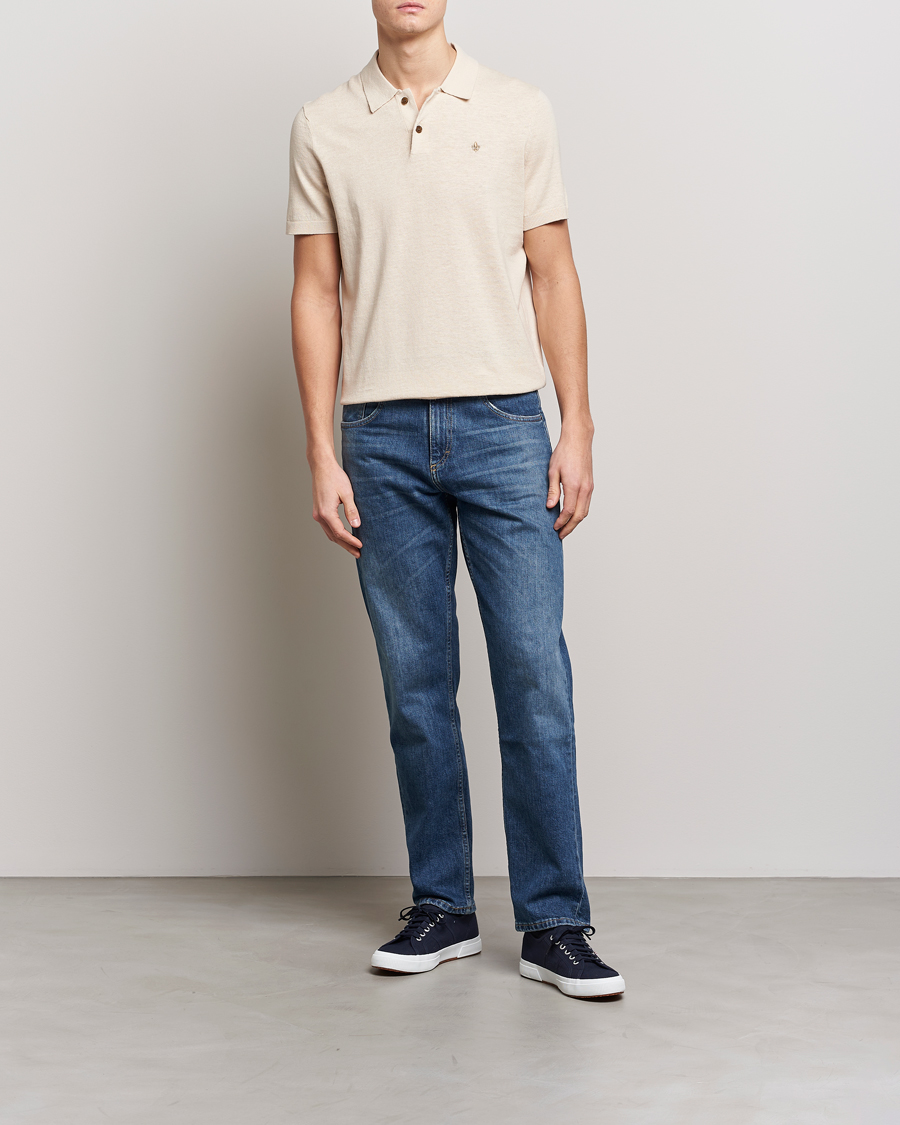 Men | Polo Shirts | Morris | Harold Cotton/Linen Summer Polo Off White