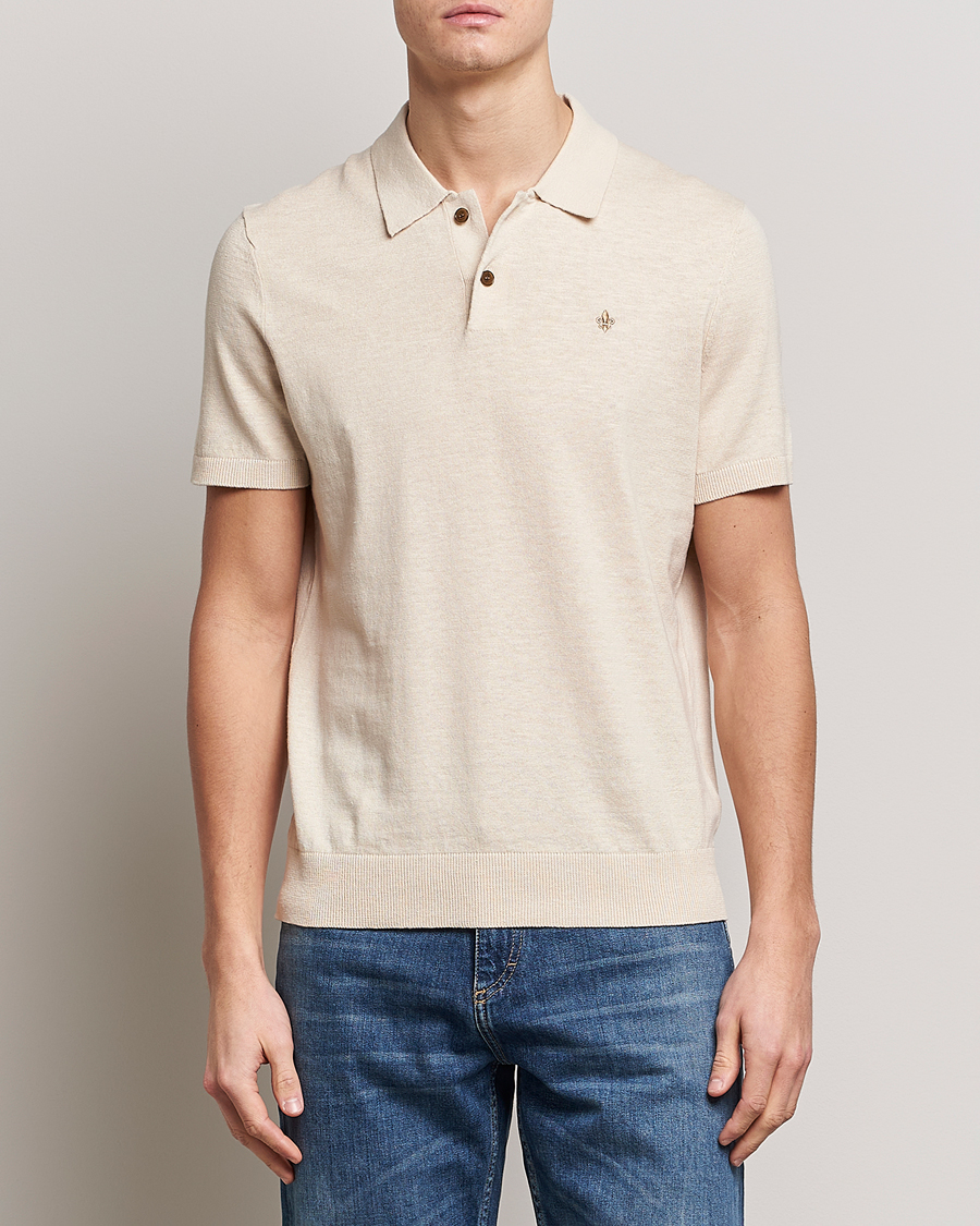 Men | Polo Shirts | Morris | Harold Cotton/Linen Summer Polo Off White