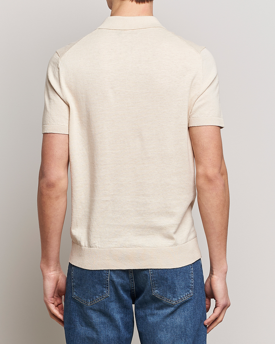 Men | Polo Shirts | Morris | Harold Cotton/Linen Summer Polo Off White