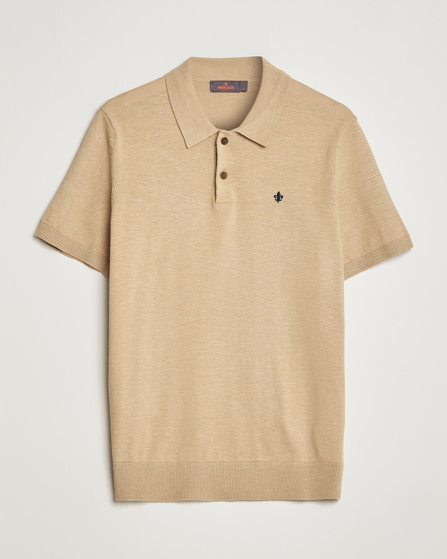 Men | Polo Shirts | Morris | Harold Cotton/Linen Summer Polo Camel