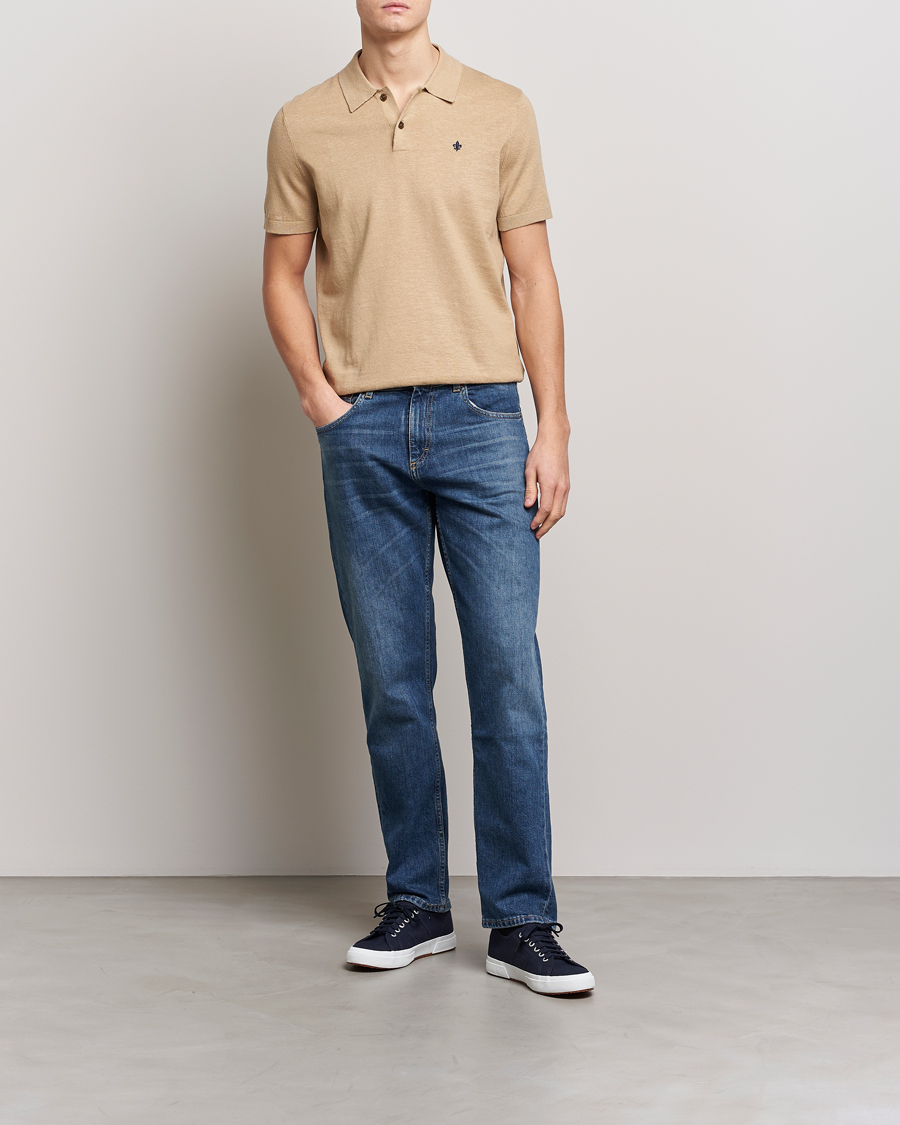 Men | Polo Shirts | Morris | Harold Cotton/Linen Summer Polo Camel