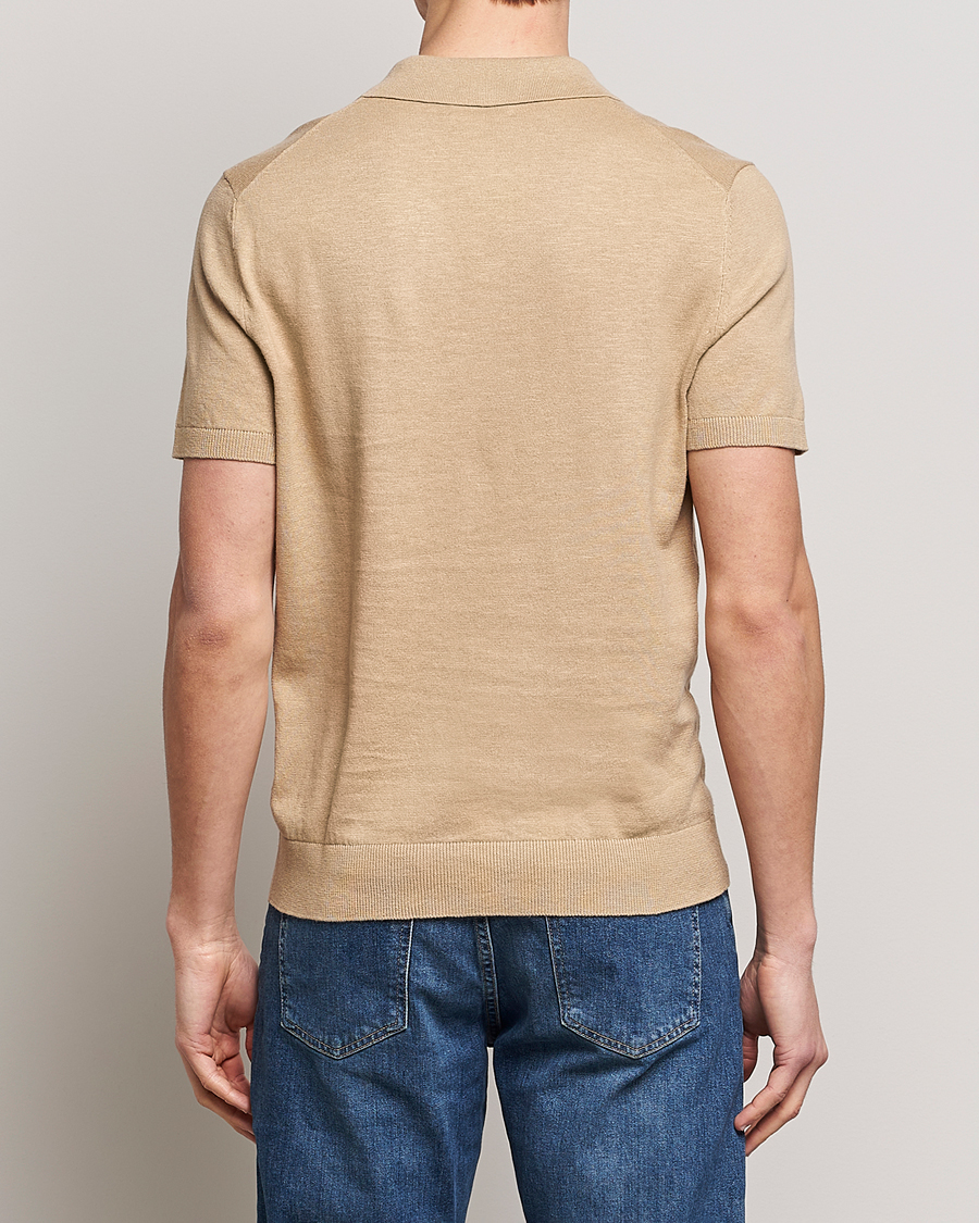 Men | Polo Shirts | Morris | Harold Cotton/Linen Summer Polo Camel