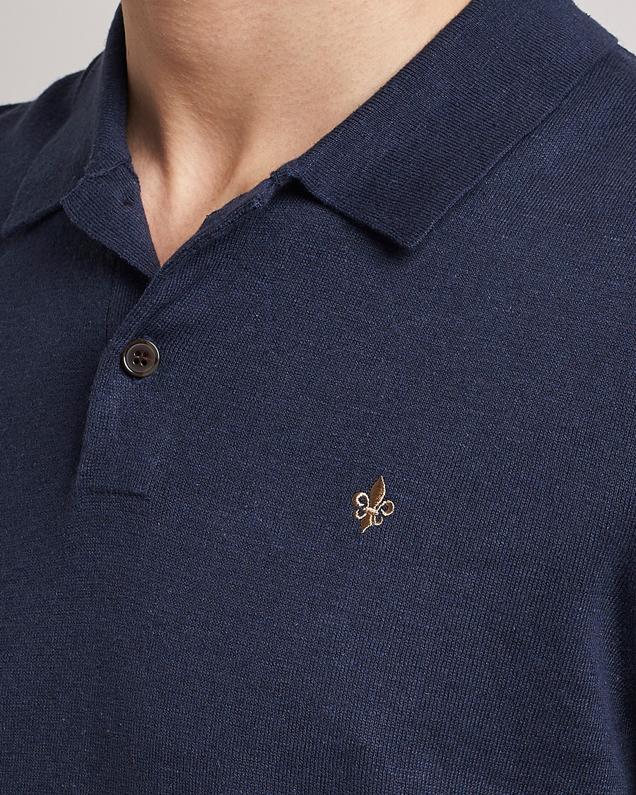 Men | Polo Shirts | Morris | Harold Cotton/Linen Summer Polo Navy
