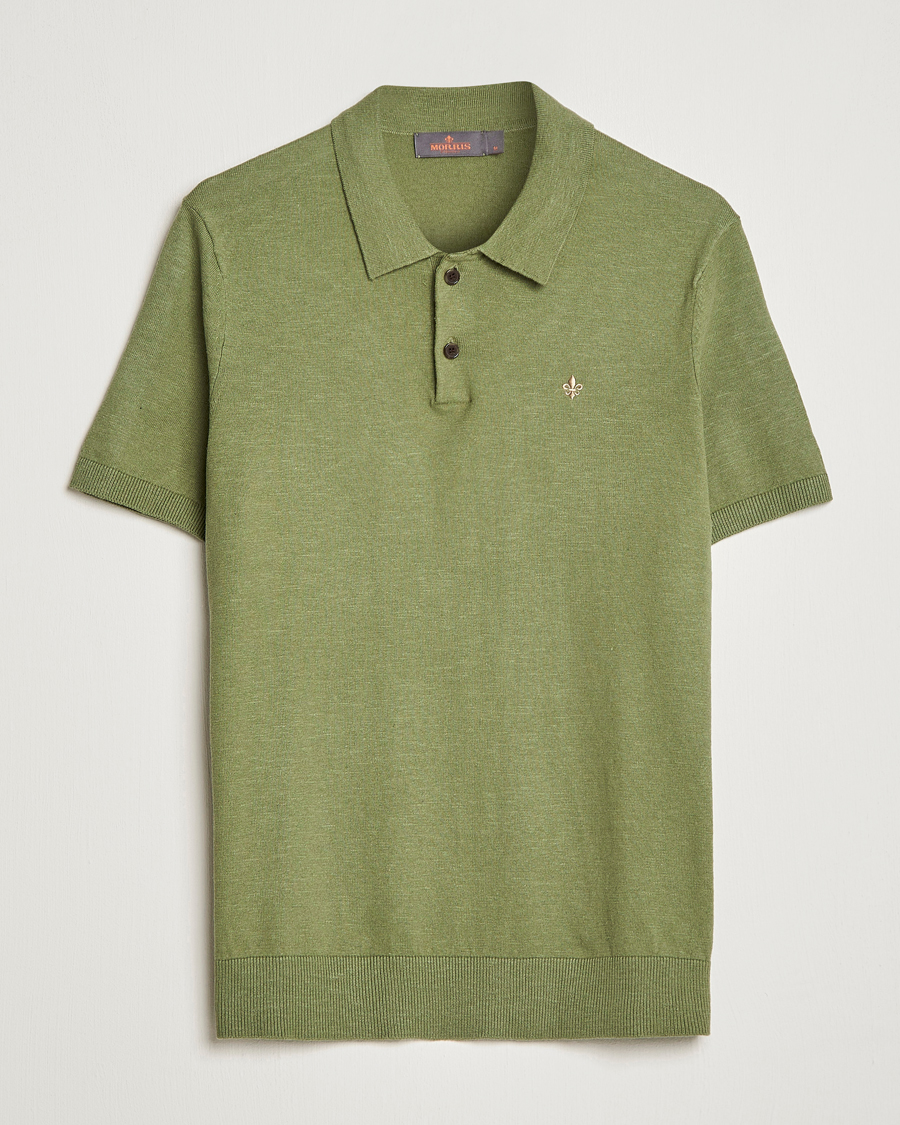 Men | Polo Shirts | Morris | Harold Cotton/Linen Summer Polo Sage Green