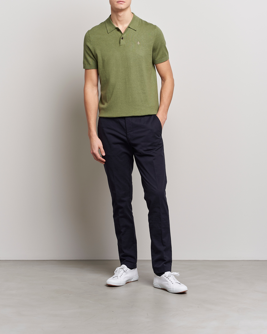 Men | Polo Shirts | Morris | Harold Cotton/Linen Summer Polo Sage Green