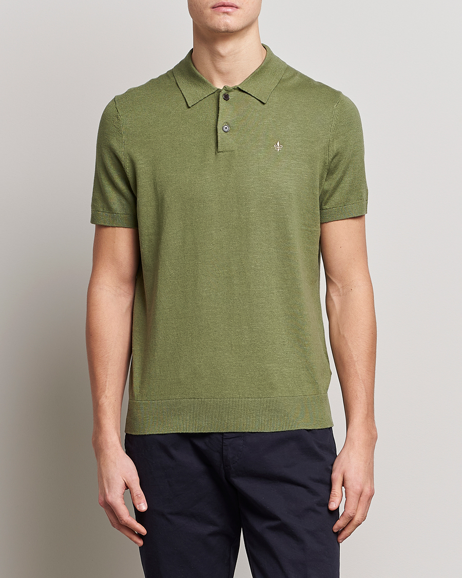 Men | Polo Shirts | Morris | Harold Cotton/Linen Summer Polo Sage Green