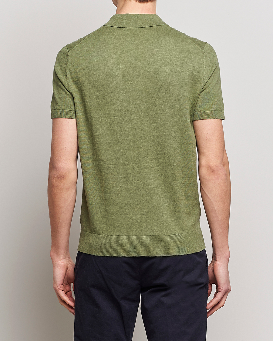 Men | Polo Shirts | Morris | Harold Cotton/Linen Summer Polo Sage Green