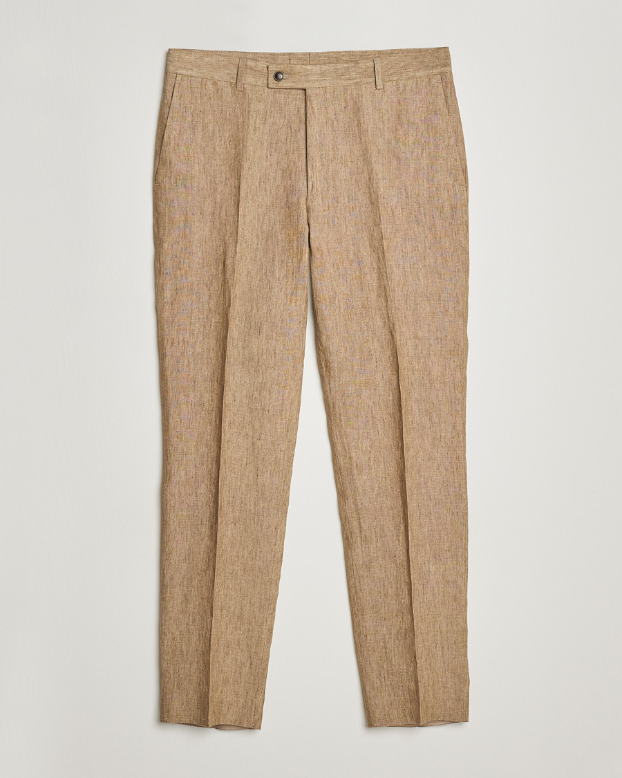 Men | Linen Trousers | Morris | Bobby Linen Suit Trousers Khaki